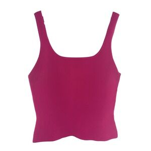 Babaton Sculpt Knit Tank Top Ribbed Square Neck XL Pink